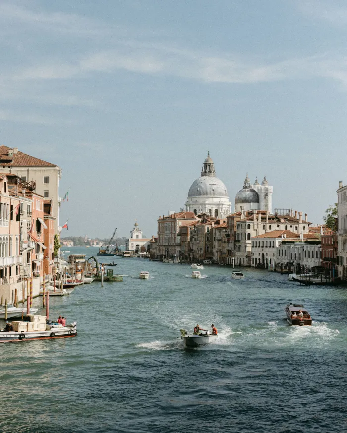 The Grand Canal in Venice with the Basilica of Santa Maria della Salute, minutes from the Vite Rossa Home apartments in Mestre
